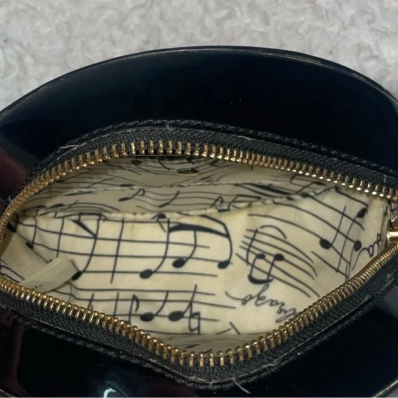 Kate Spade Fancy Footwork Vinyl Record Patent Leather Crossbody Shoulder Bag Blk